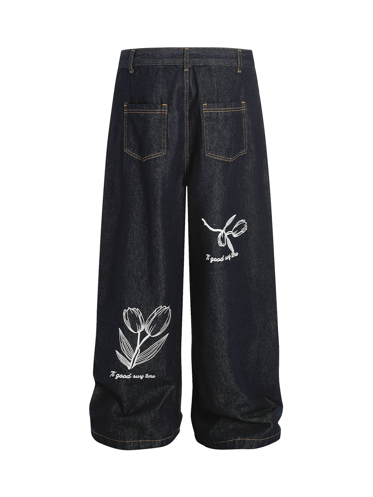 Vintage Graffiti Floral Print Jeans