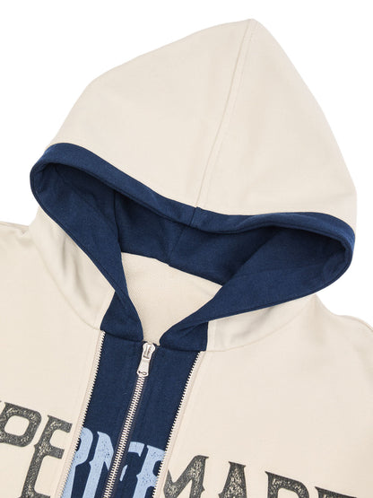 Original Contrast Color Zip Up Hoodie