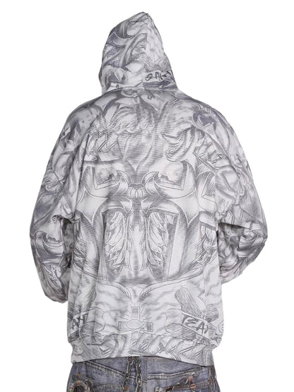 Thesupermade Street Hand-painted Zip Up Hoodie