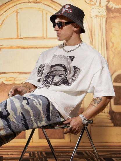 Cross And Portrait Denim Bucket Hat
