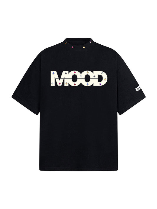 Street Retro MOOD Patch Embroidered Rivet T-shirt