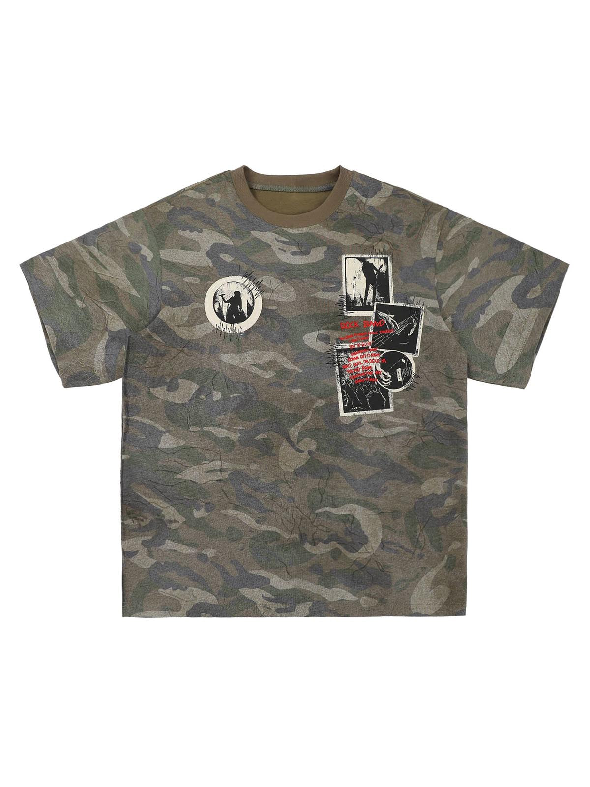 Camouflage Patchwork Graphic T-Shirt