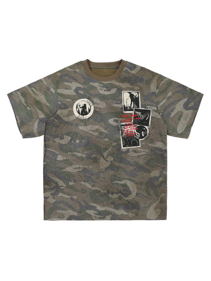 Camouflage Patchwork Graphic T-Shirt