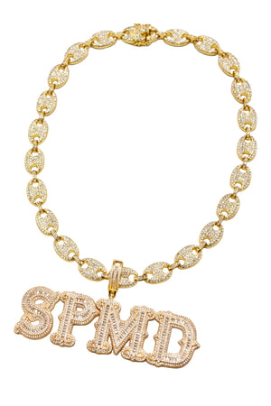 Thesupermade Hip-hop Diamond Letter Necklace - 2229