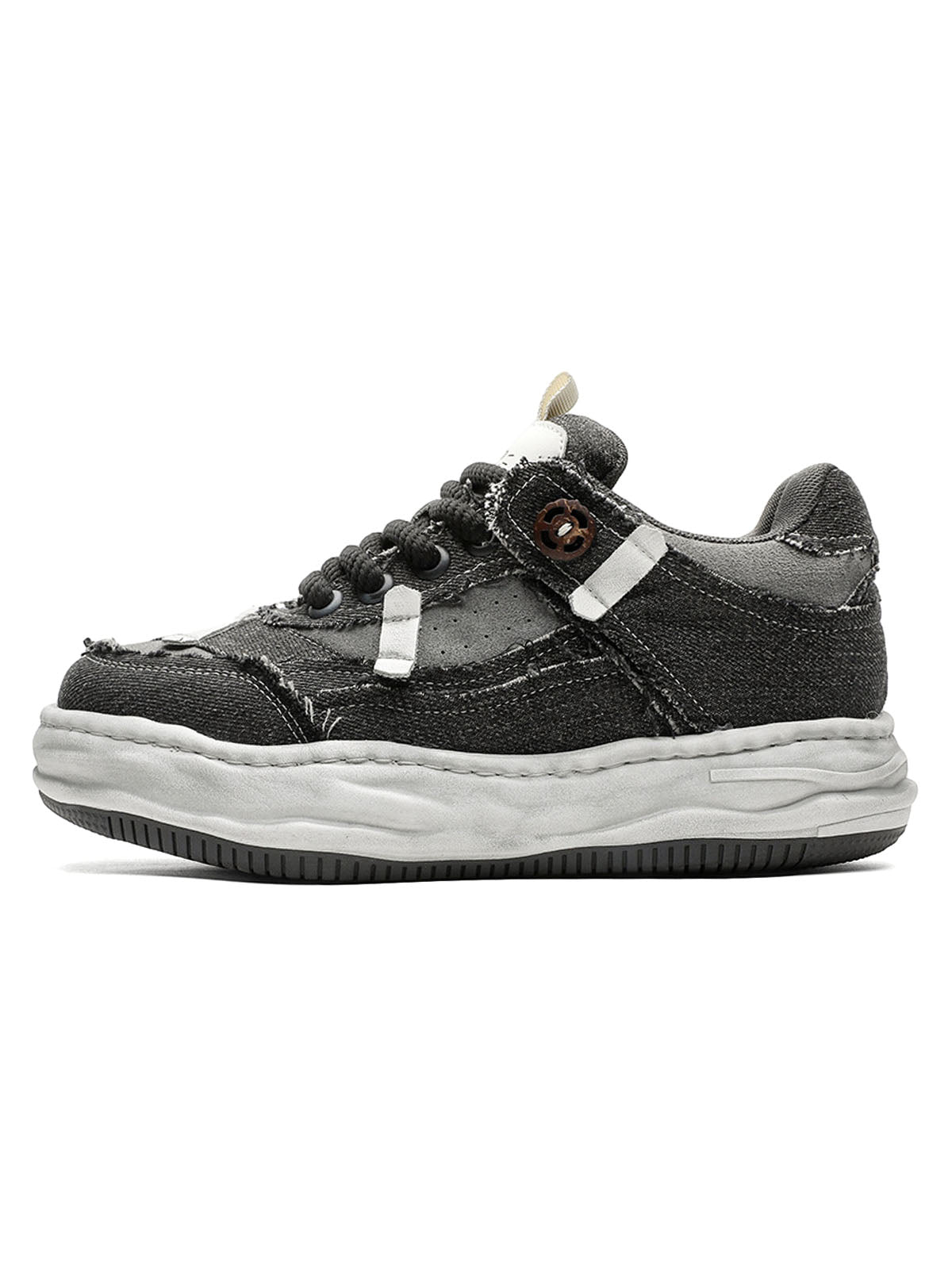 Distressed Deconstructed Split Whisker Platform Sneakers