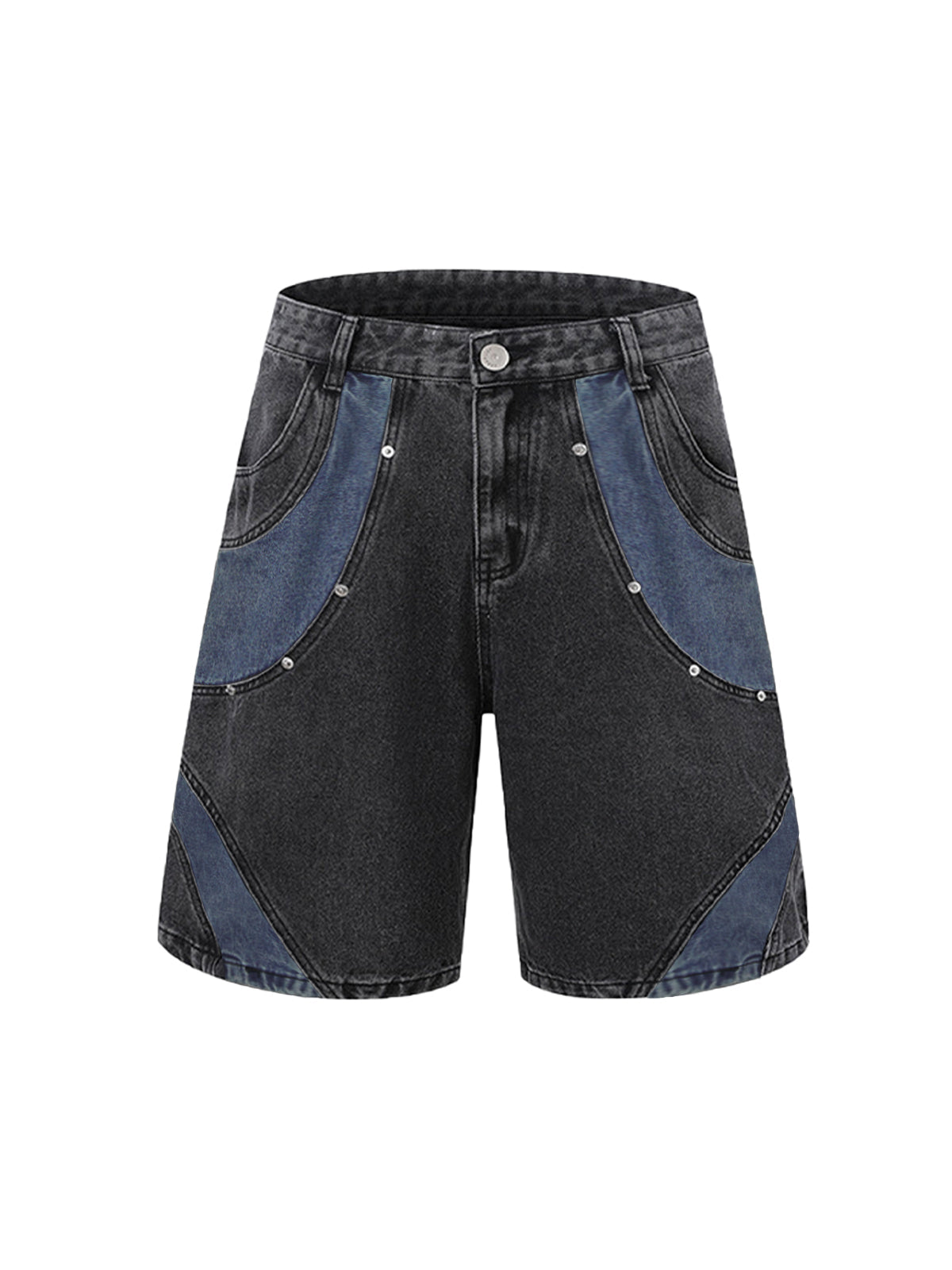 Deconstructed Patchwork Short-Sleeve Cropped Denim Set