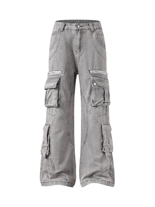 Washed Multi-Pocket Cargo Jeans