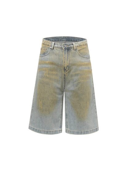 Street Wash Spray Paint Denim Jorts