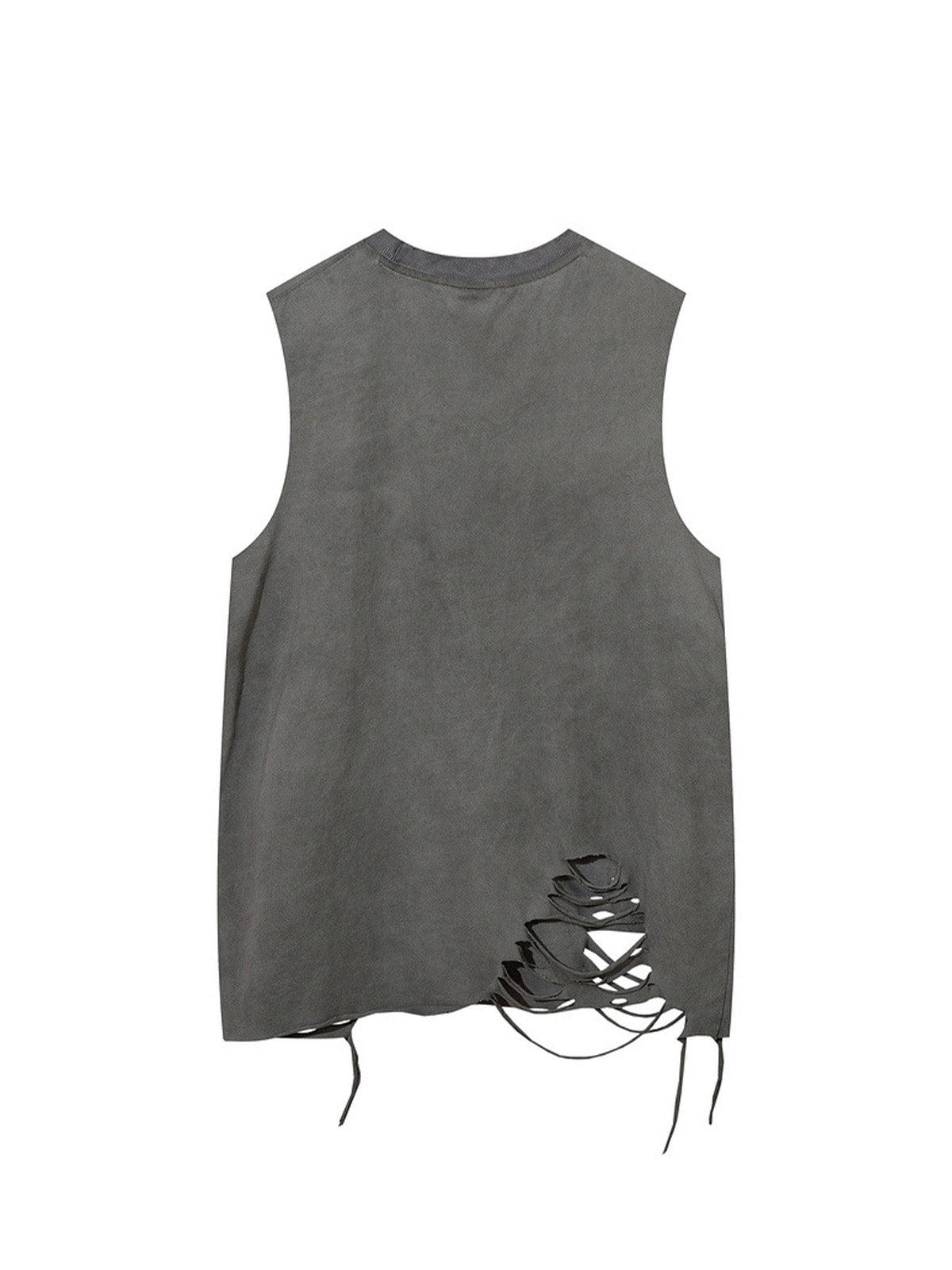 Distressed Ripped Graphic Cross Print Vest