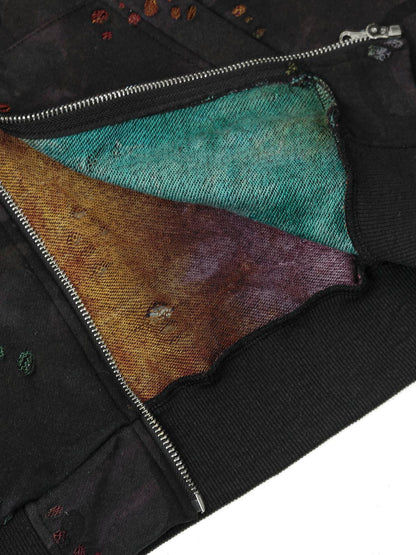Thesupermade Washed Distressed Zipper Hooded Jacket