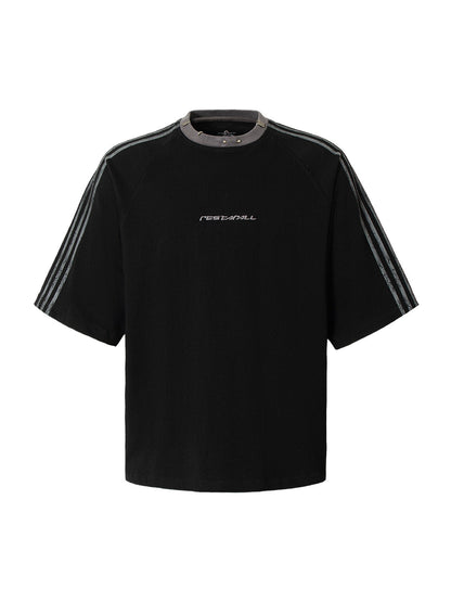 Heavy Washed Street Metal Collar T-shirt