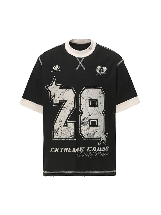 Distressed NO. 28 Jersey T-Shirt