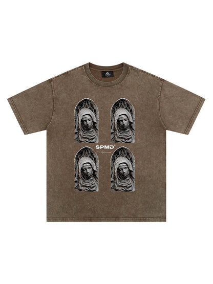 Original Virgin Mary Mottled Sculpture Print T-Shirt