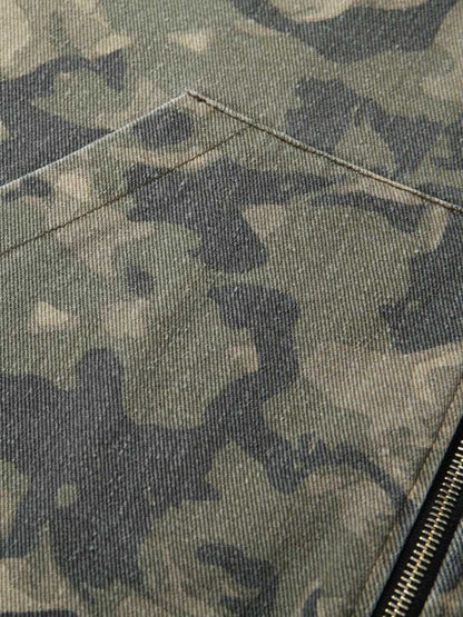 Graffiti Camouflage Patchwork Hooded Jacket