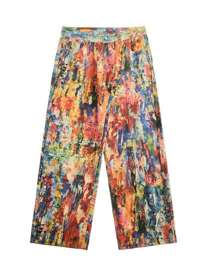 Street Oil Painting Color Straight Jeans - 2348