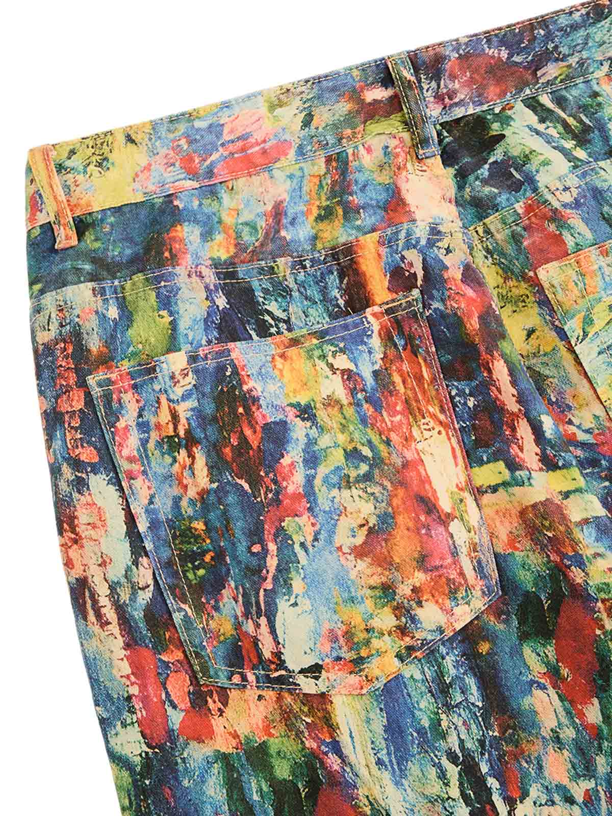Street Oil Painting Color Straight Jeans - 2348