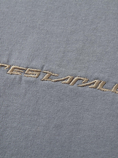 Heavy Washed Street Metal Collar T-shirt