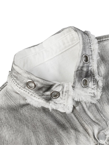 Distressed Denim Embroidery Jacket