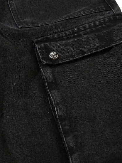 Grommet Design Multi-Pocket Cargo Jeans