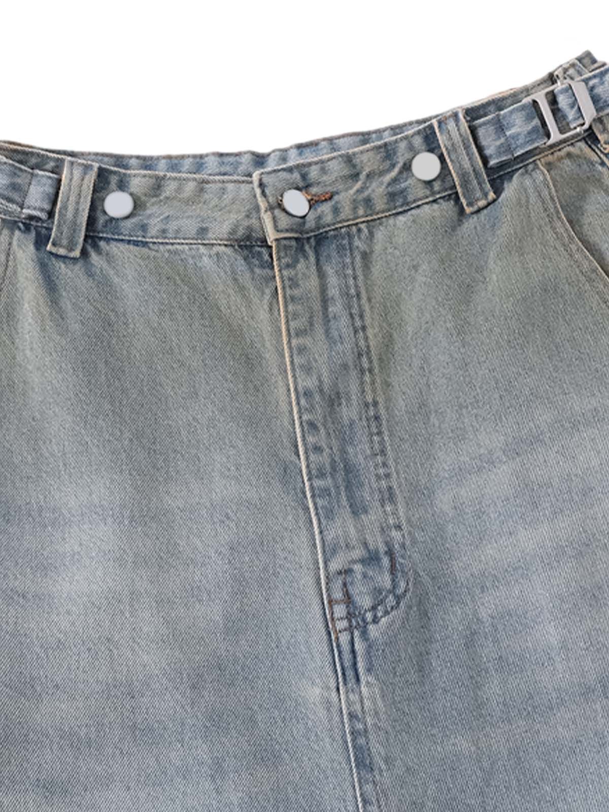 Distressed Washed Detachable Jeans