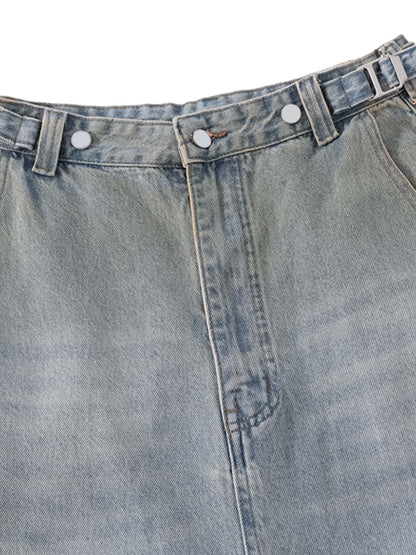 Distressed Washed Detachable Jeans