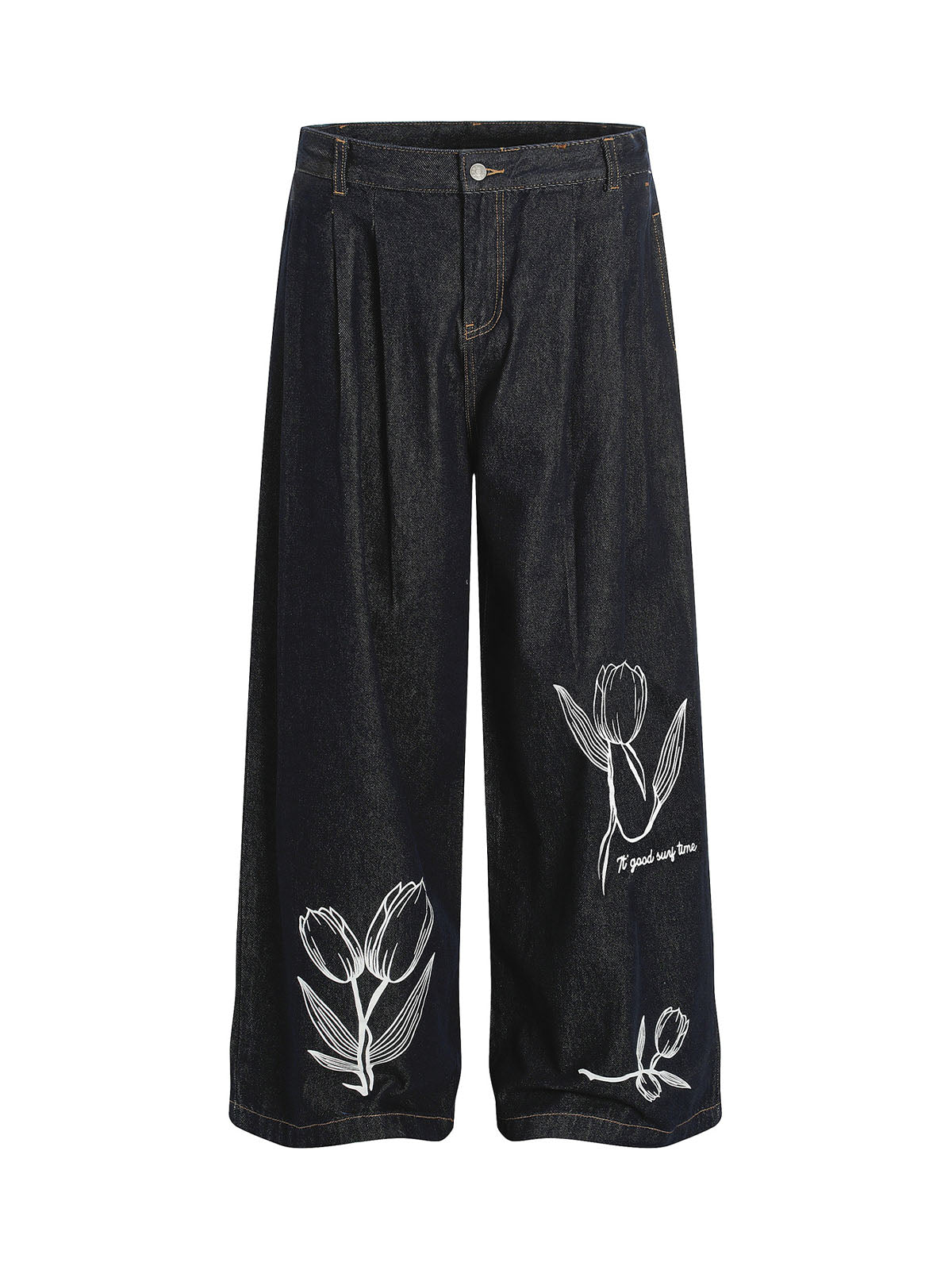 Vintage Graffiti Floral Print Jeans