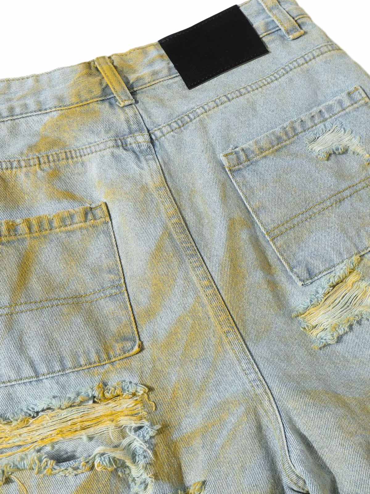 Distressed Tie-Dye Denim Shorts