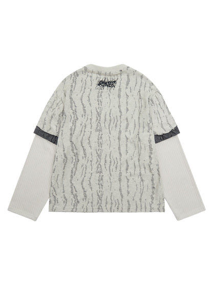 Thesupermade Faux Two-piece Distressed Woolen T-shirt - 2005