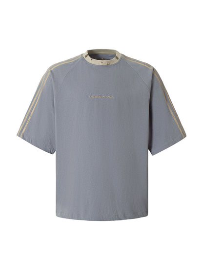 Heavy Washed Street Metal Collar T-shirt