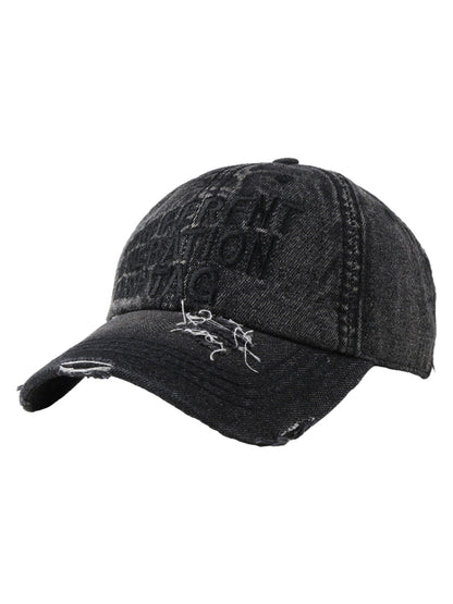 Washed "DIFFERENT GENERATION" Denim Baseball Cap