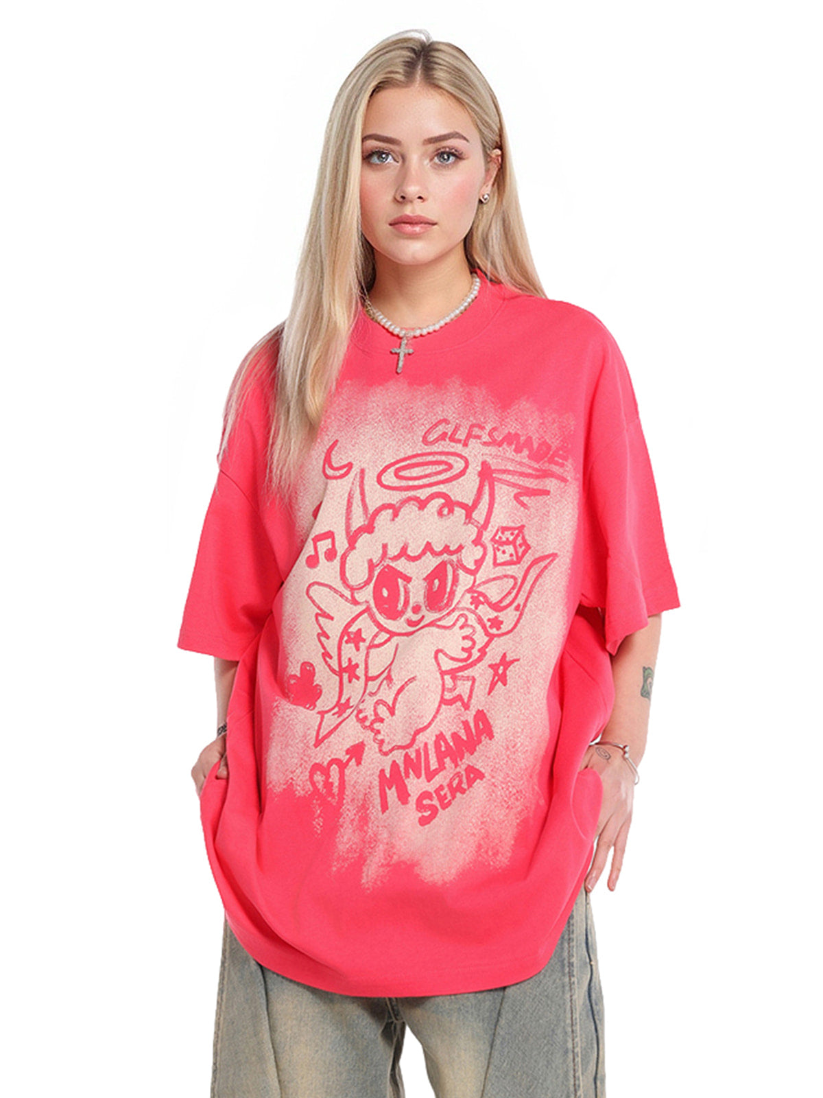 Oversized Angel Graphic T-Shirt