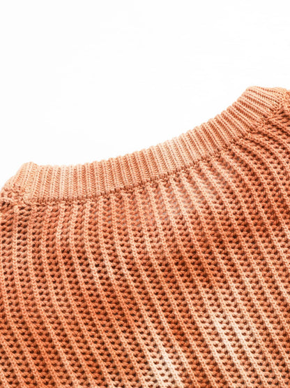 Gradient Ombre Knit  Crew Neck Sweater
