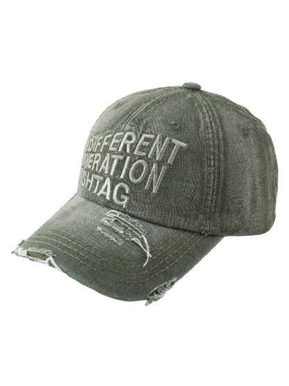 Washed "DIFFERENT GENERATION" Denim Baseball Cap