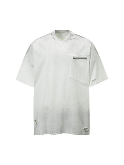 Street Dirty-Dye Distressed Cut Pocket T-shirt