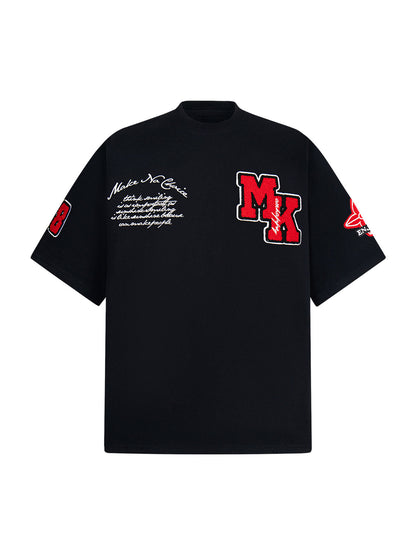 Retro Motorcycle Style Heavy Patch Embroidered T-shirt