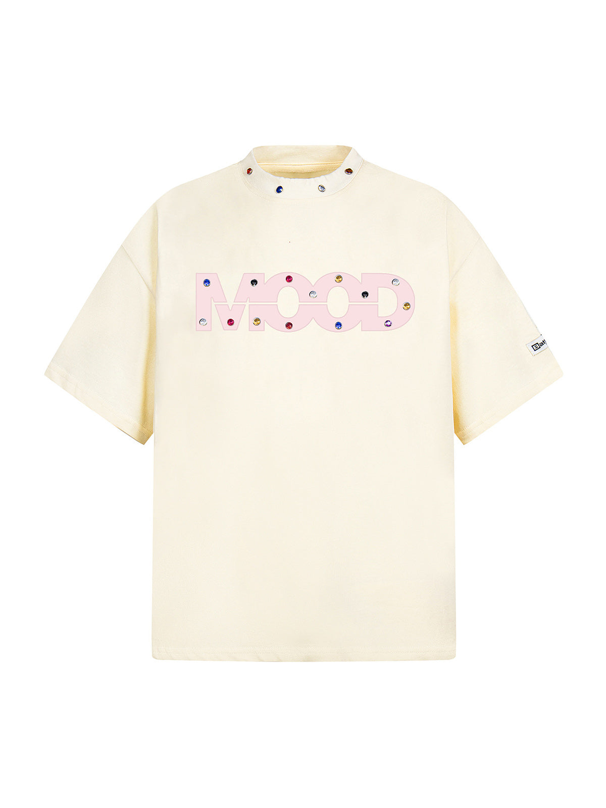 Street Retro MOOD Patch Embroidered Rivet T-shirt