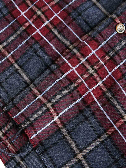 Retro Faux Two-Piece Plaid Shirt