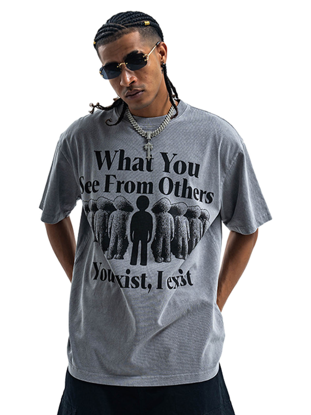 Street Retro Portrait Letter Print T-Shirt
