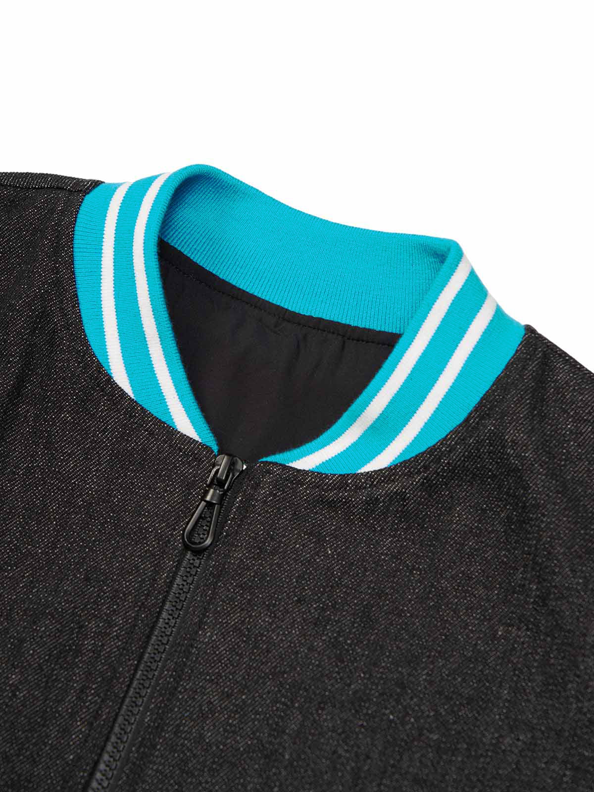 Original Embroidered Patch Flame Design Bomber Jacket