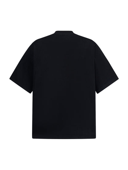 Heavy Retro Patch Embroidered T-shirt - 2398