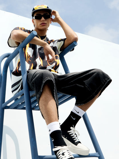 Jersey Style Flame Print T-shirt