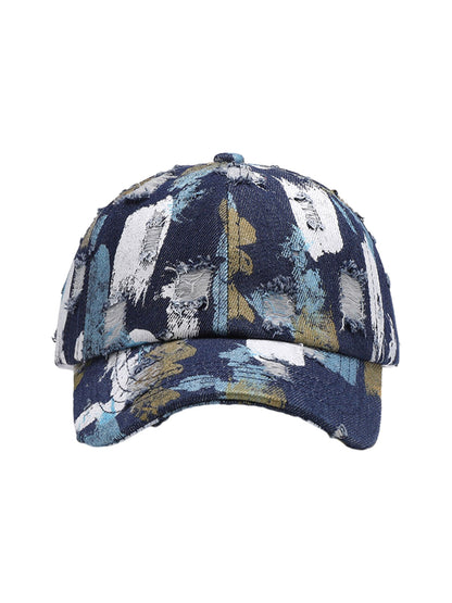 Distressed Abstract Print Baseball Cap