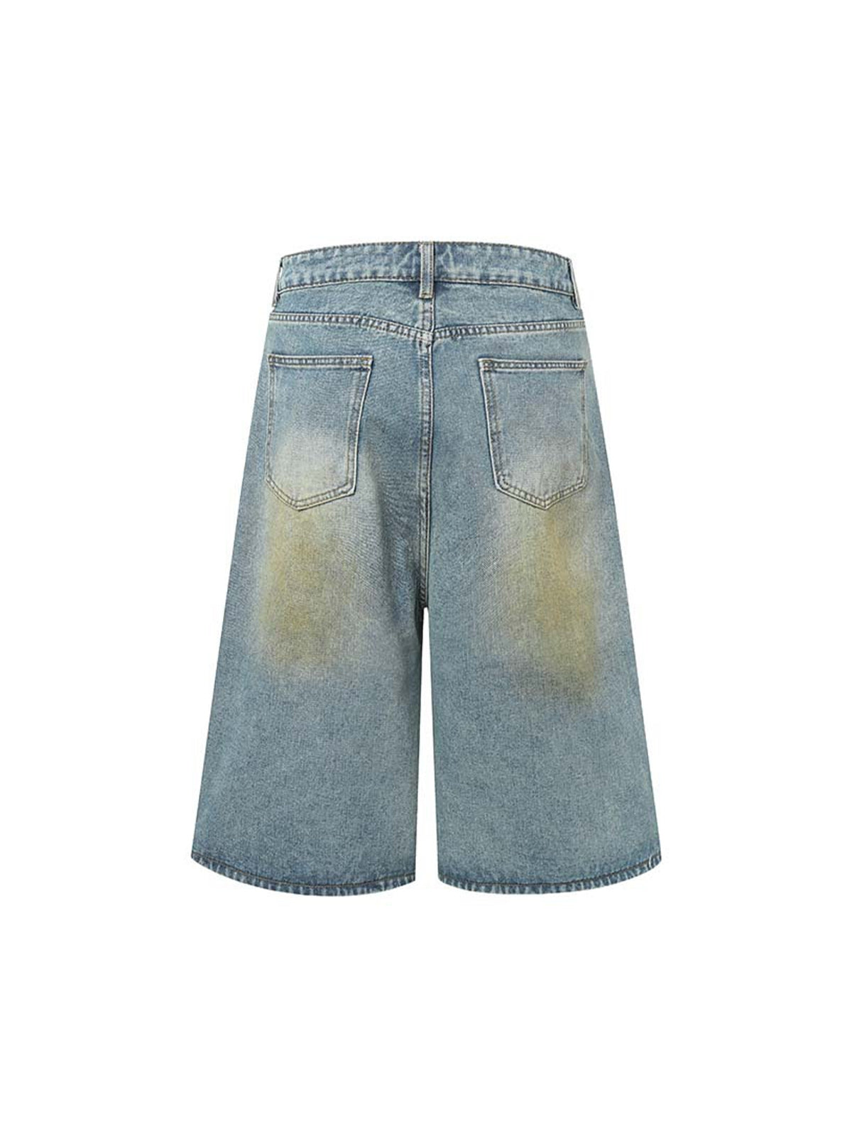 Washed Distressed Spray-Painted Ripped Jorts