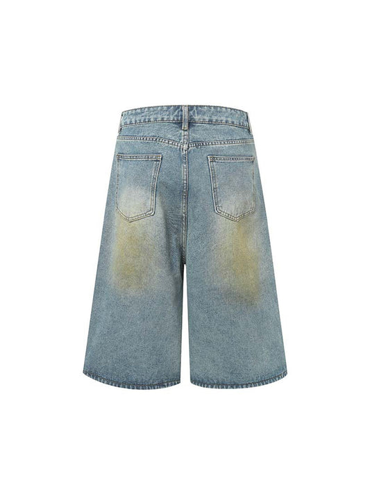 Washed Distressed Spray-Painted Ripped Jorts