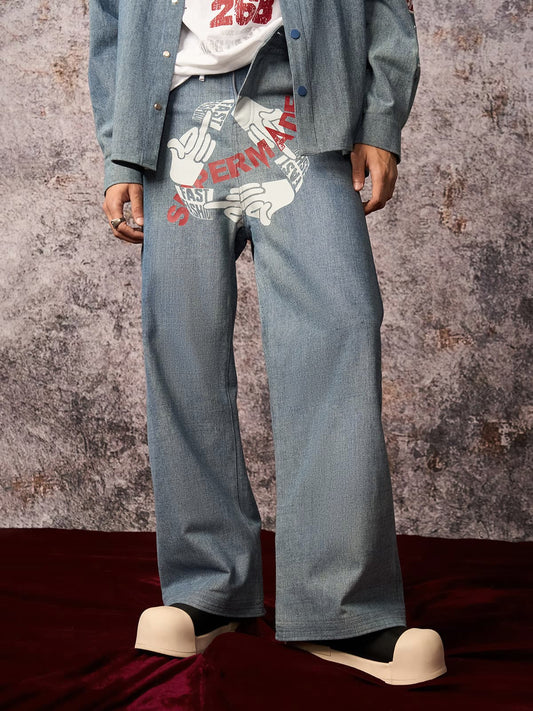 Original Gesture Print Baggy Jeans