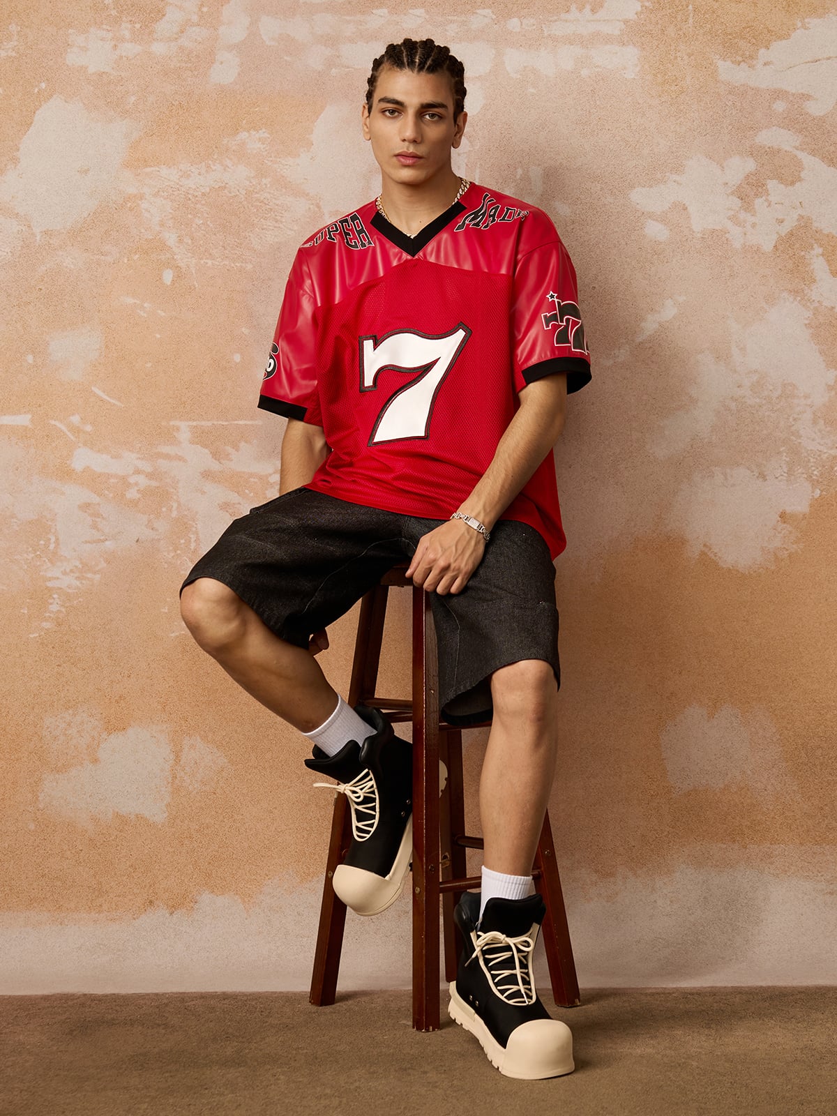Original "SUPER 7" V-Neck Jersey T-SHIRT