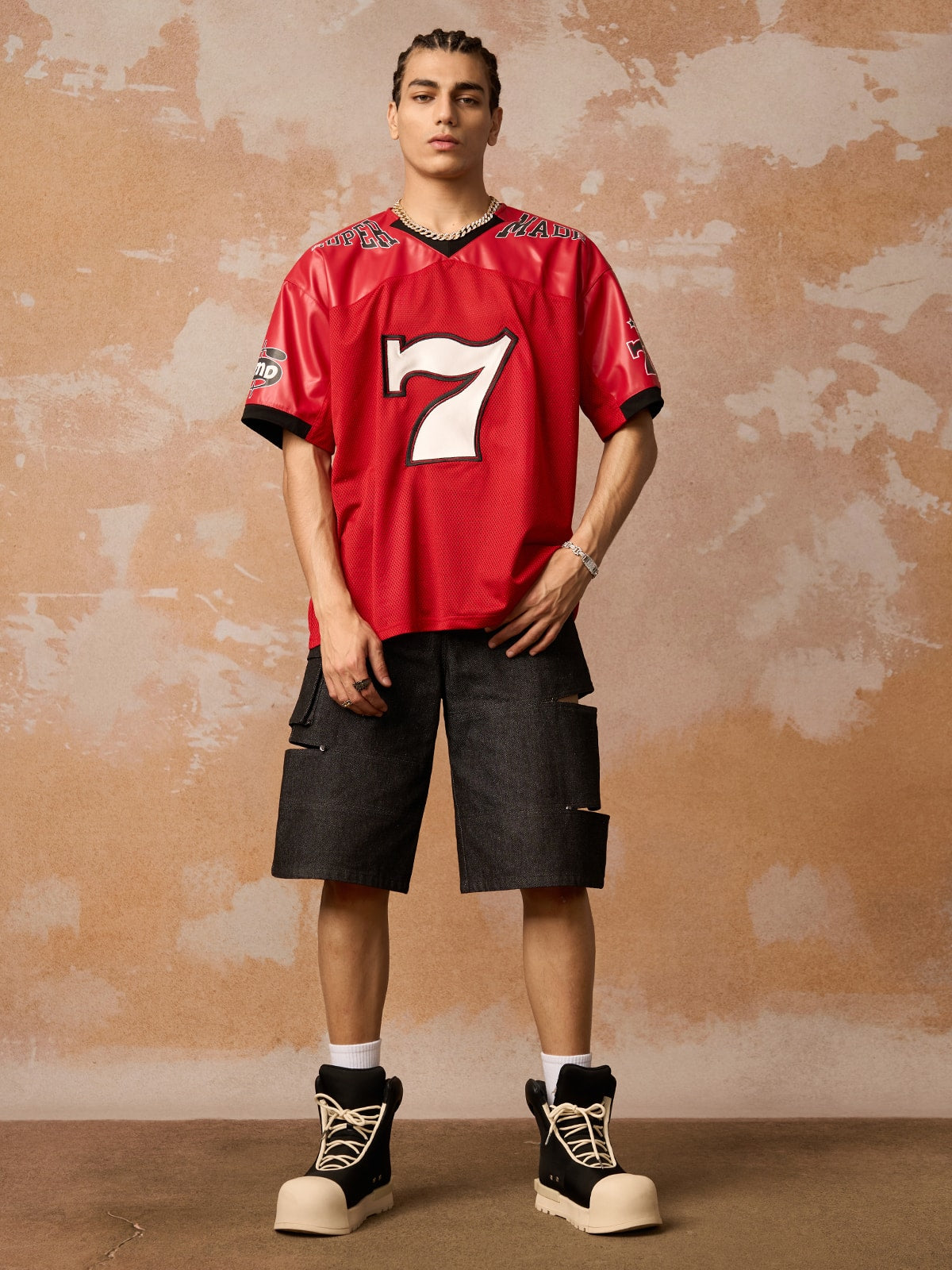 Original "SUPER 7" V-Neck Jersey T-SHIRT