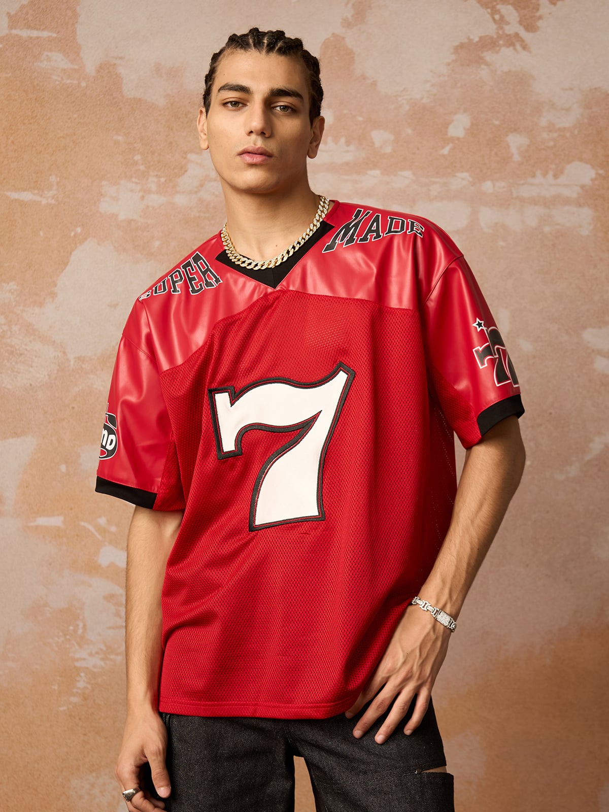 Original "SUPER 7" V-Neck Jersey T-SHIRT