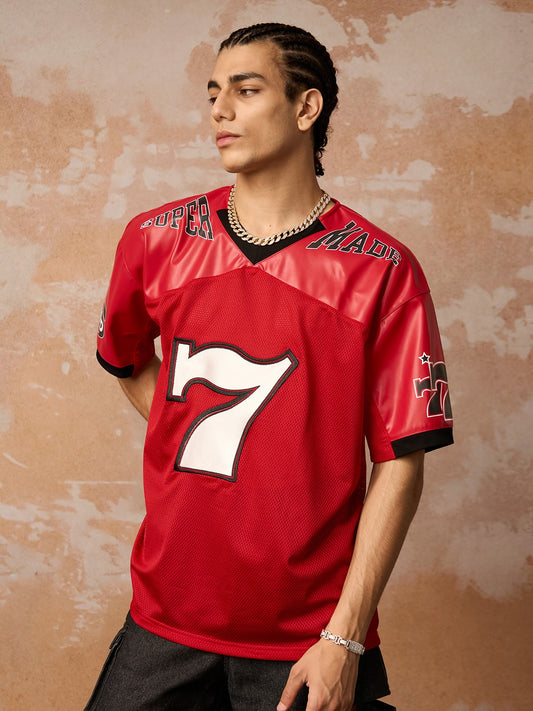 Original "SUPER 7" V-Neck Jersey T-SHIRT