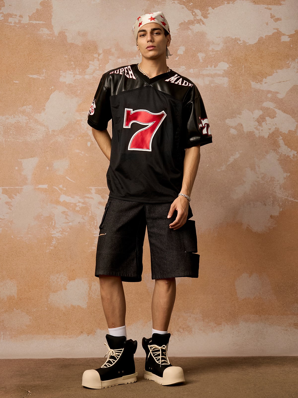 Original "SUPER 7" V-Neck Jersey T-SHIRT